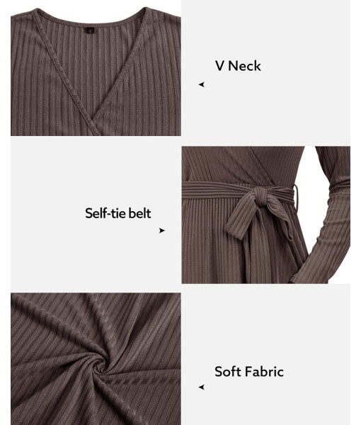 Newshows Womens 2025 Fall Dresses Teacher Church Business Casual Work Outfits Knit Midi Sweater Pockets Belt Dress