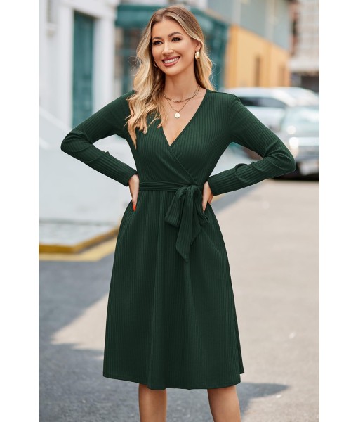 Newshows Womens 2025 Fall Dresses Teacher Church Business Casual Work Outfits Knit Midi Sweater Pockets Belt Dress