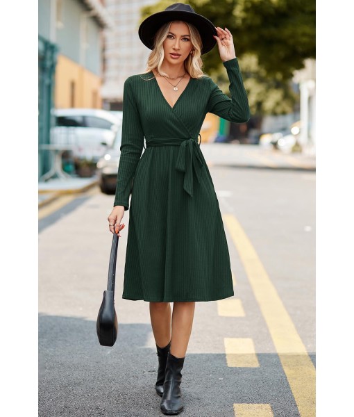 Newshows Womens 2025 Fall Dresses Teacher Church Business Casual Work Outfits Knit Midi Sweater Pockets Belt Dress