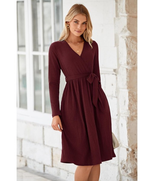 Newshows Womens 2025 Fall Dresses Teacher Church Business Casual Work Outfits Knit Midi Sweater Pockets Belt Dress