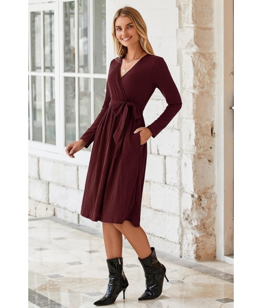Newshows Womens 2025 Fall Dresses Teacher Church Business Casual Work Outfits Knit Midi Sweater Pockets Belt Dress