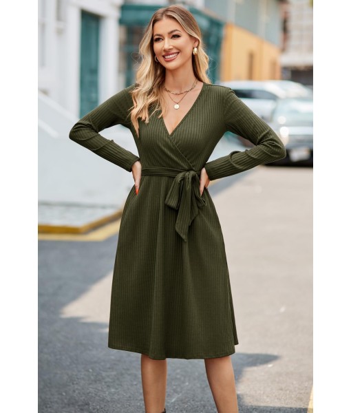 Newshows Womens 2025 Fall Dresses Teacher Church Business Casual Work Outfits Knit Midi Sweater Pockets Belt Dress
