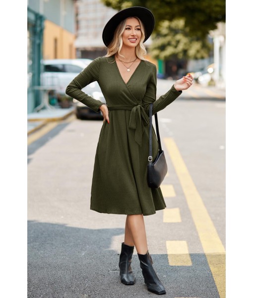 Newshows Womens 2025 Fall Dresses Teacher Church Business Casual Work Outfits Knit Midi Sweater Pockets Belt Dress