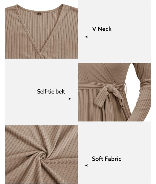 Newshows Womens 2025 Fall Dresses Teacher Church Business Casual Work Outfits Knit Midi Sweater Pockets Belt Dress