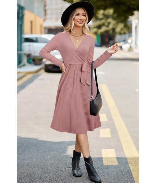 Newshows Womens 2025 Fall Dresses Teacher Church Business Casual Work Outfits Knit Midi Sweater Pockets Belt Dress