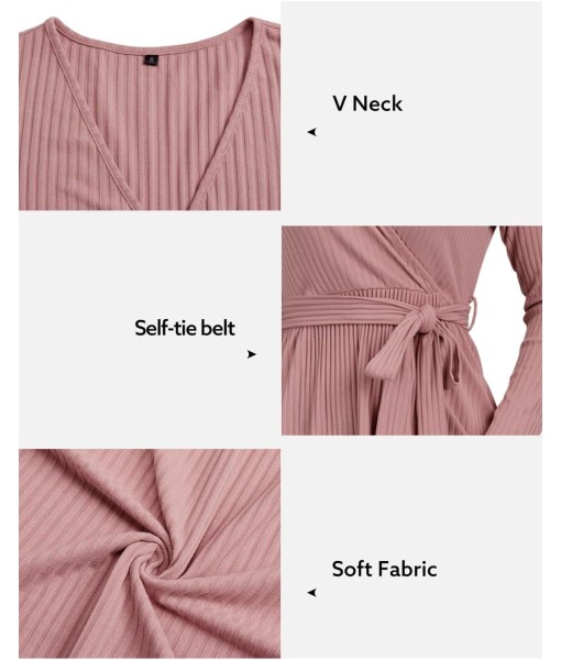 Newshows Womens 2025 Fall Dresses Teacher Church Business Casual Work Outfits Knit Midi Sweater Pockets Belt Dress