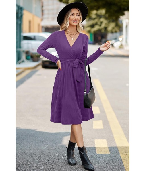Newshows Womens 2025 Fall Dresses Teacher Church Business Casual Work Outfits Knit Midi Sweater Pockets Belt Dress