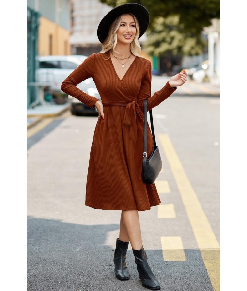 Newshows Womens 2025 Fall Dresses Teacher Church Business Casual Work Outfits Knit Midi Sweater Pockets Belt Dress