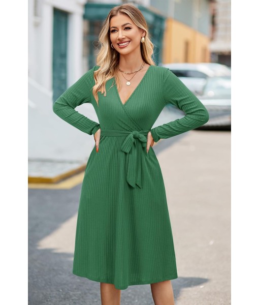 Newshows Womens 2025 Fall Dresses Teacher Church Business Casual Work Outfits Knit Midi Sweater Pockets Belt Dress