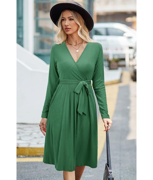 Newshows Womens 2025 Fall Dresses Teacher Church Business Casual Work Outfits Knit Midi Sweater Pockets Belt Dress