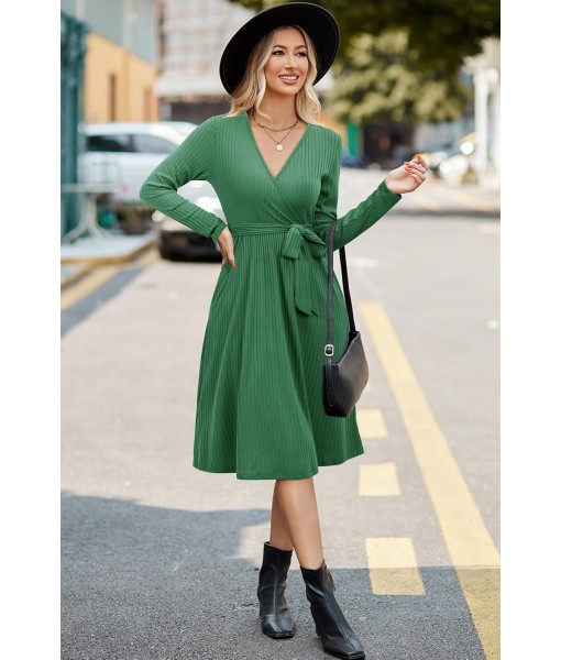 Newshows Womens 2025 Fall Dresses Teacher Church Business Casual Work Outfits Knit Midi Sweater Pockets Belt Dress