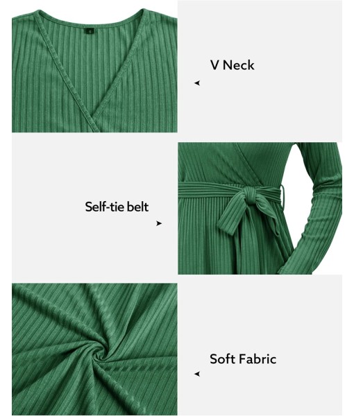 Newshows Womens 2025 Fall Dresses Teacher Church Business Casual Work Outfits Knit Midi Sweater Pockets Belt Dress