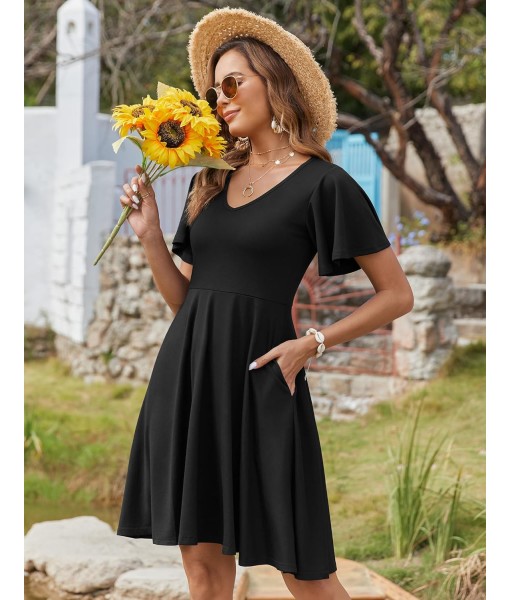 Zeagoo Womens Summer Dress Casual Swing Floral Ruffle Short Sleeve Sundresses Beach Mini A-line Shift Dress 2025 with Pockets
