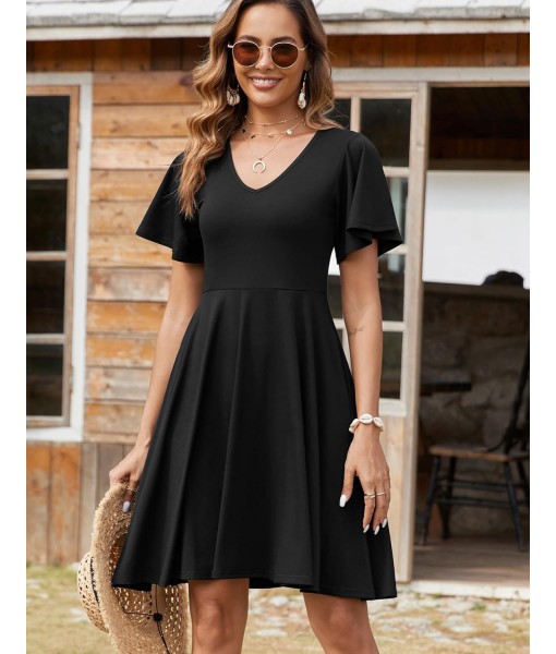 Zeagoo Womens Summer Dress Casual Swing Floral Ruffle Short Sleeve Sundresses Beach Mini A-line Shift Dress 2025 with Pockets