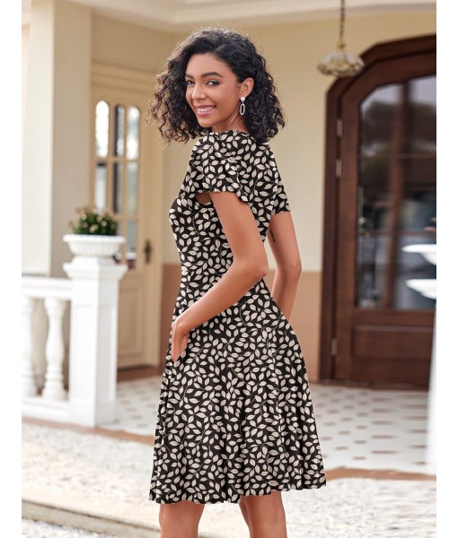 Zeagoo Womens Summer Dress Casual Swing Floral Ruffle Short Sleeve Sundresses Beach Mini A-line Shift Dress 2025 with Pockets