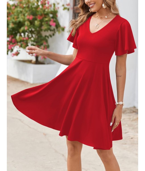 Zeagoo Womens Summer Dress Casual Swing Floral Ruffle Short Sleeve Sundresses Beach Mini A-line Shift Dress 2025 with Pockets