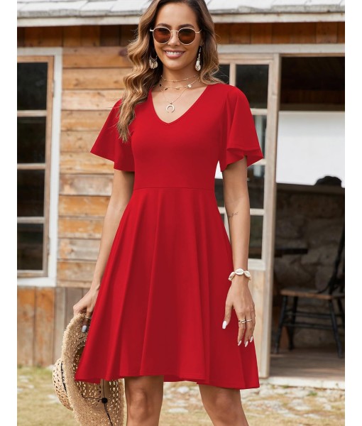 Zeagoo Womens Summer Dress Casual Swing Floral Ruffle Short Sleeve Sundresses Beach Mini A-line Shift Dress 2025 with Pockets