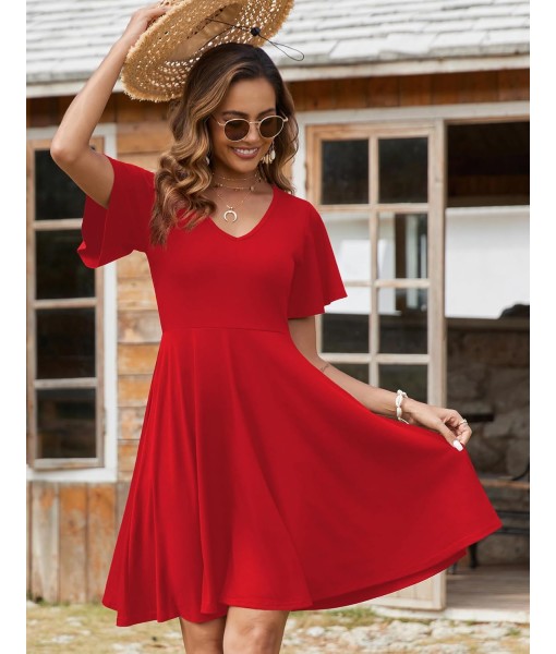 Zeagoo Womens Summer Dress Casual Swing Floral Ruffle Short Sleeve Sundresses Beach Mini A-line Shift Dress 2025 with Pockets