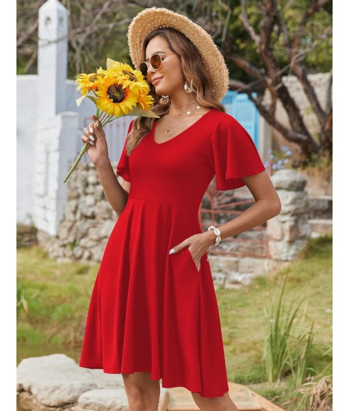 Zeagoo Womens Summer Dress Casual Swing Floral Ruffle Short Sleeve Sundresses Beach Mini A-line Shift Dress 2025 with Pockets