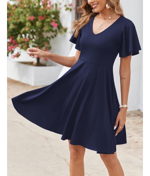 Zeagoo Womens Summer Dress Casual Swing Floral Ruffle Short Sleeve Sundresses Beach Mini A-line Shift Dress 2025 with Pockets