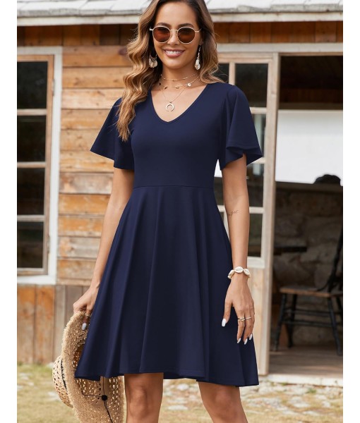 Zeagoo Womens Summer Dress Casual Swing Floral Ruffle Short Sleeve Sundresses Beach Mini A-line Shift Dress 2025 with Pockets