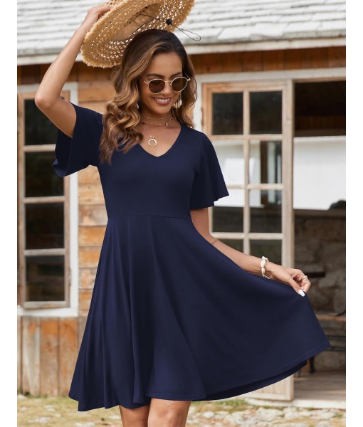 Zeagoo Womens Summer Dress Casual Swing Floral Ruffle Short Sleeve Sundresses Beach Mini A-line Shift Dress 2025 with Pockets