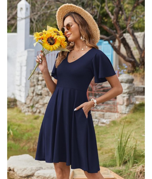 Zeagoo Womens Summer Dress Casual Swing Floral Ruffle Short Sleeve Sundresses Beach Mini A-line Shift Dress 2025 with Pockets