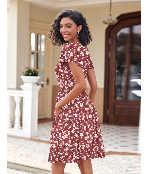 Zeagoo Womens Summer Dress Casual Swing Floral Ruffle Short Sleeve Sundresses Beach Mini A-line Shift Dress 2025 with Pockets