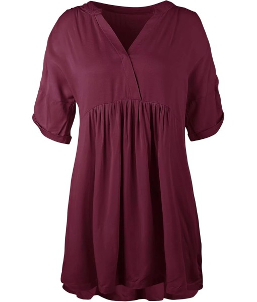 Minclouse Women's Babydoll Short Sleeve Tunic Dress V Neck Cute Casual Loose Dresses