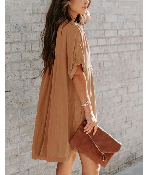 Minclouse Women's Babydoll Short Sleeve Tunic Dress V Neck Cute Casual Loose Dresses