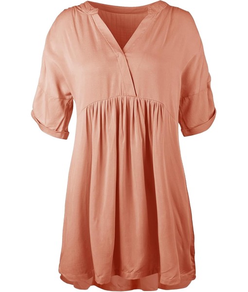 Minclouse Women's Babydoll Short Sleeve Tunic Dress V Neck Cute Casual Loose Dresses