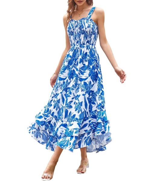 GRACE KARIN Women's 2025 Summer Floral Boho Dress Square Neck Strapped Swing A Line Sundress Beach Long Maxi Outfits
