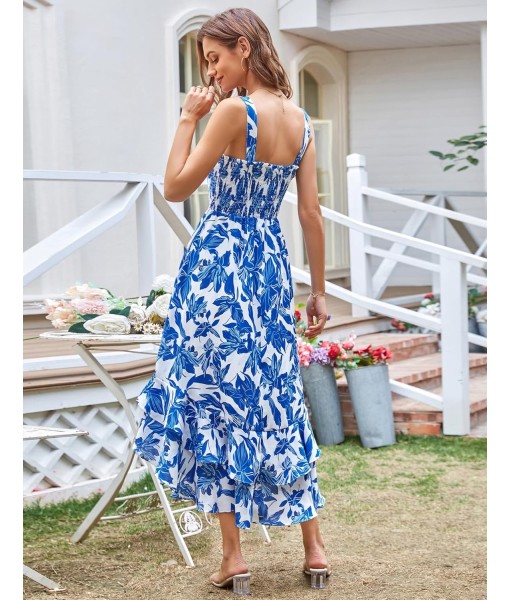 GRACE KARIN Women's 2025 Summer Floral Boho Dress Square Neck Strapped Swing A Line Sundress Beach Long Maxi Outfits