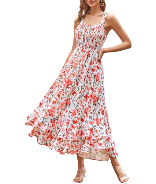 GRACE KARIN Women's 2025 Summer Floral Boho Dress Square Neck Strapped Swing A Line Sundress Beach Long Maxi Outfits