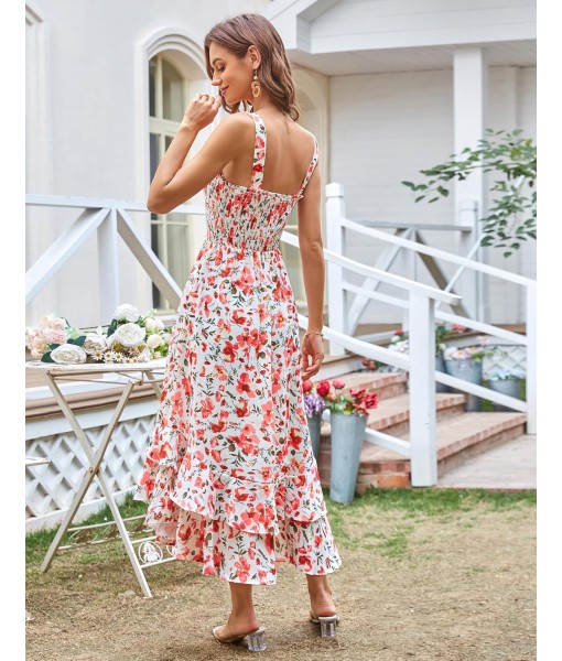 GRACE KARIN Women's 2025 Summer Floral Boho Dress Square Neck Strapped Swing A Line Sundress Beach Long Maxi Outfits