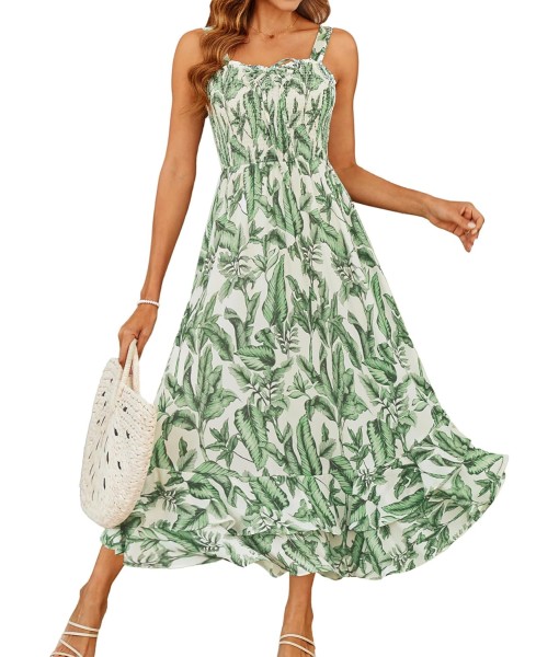 GRACE KARIN Women's 2025 Summer Floral Boho Dress Square Neck Strapped Swing A Line Sundress Beach Long Maxi Outfits