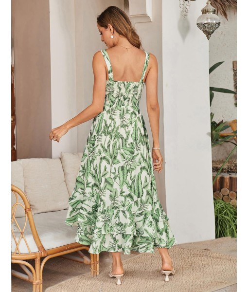 GRACE KARIN Women's 2025 Summer Floral Boho Dress Square Neck Strapped Swing A Line Sundress Beach Long Maxi Outfits