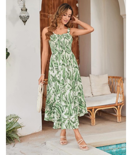 GRACE KARIN Women's 2025 Summer Floral Boho Dress Square Neck Strapped Swing A Line Sundress Beach Long Maxi Outfits