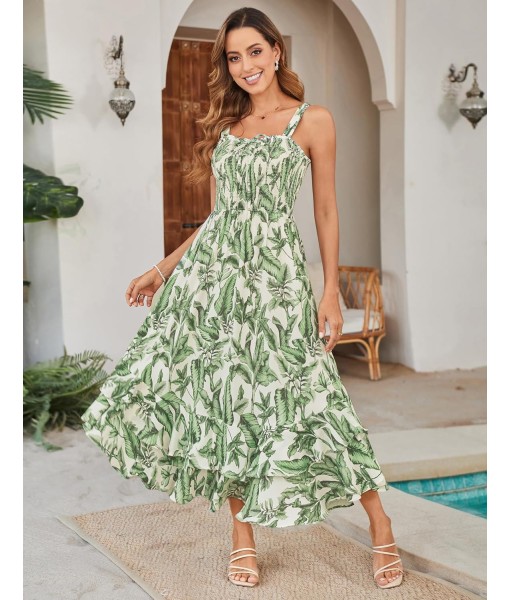 GRACE KARIN Women's 2025 Summer Floral Boho Dress Square Neck Strapped Swing A Line Sundress Beach Long Maxi Outfits