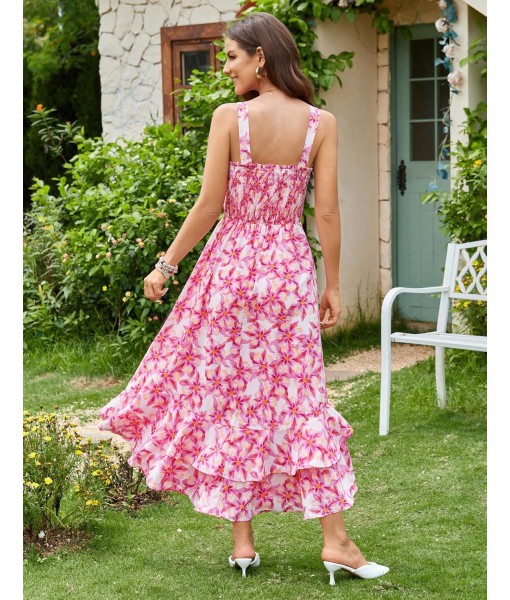 GRACE KARIN Women's 2025 Summer Floral Boho Dress Square Neck Strapped Swing A Line Sundress Beach Long Maxi Outfits