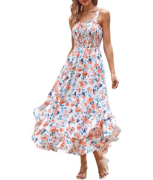 GRACE KARIN Women's 2025 Summer Floral Boho Dress Square Neck Strapped Swing A Line Sundress Beach Long Maxi Outfits