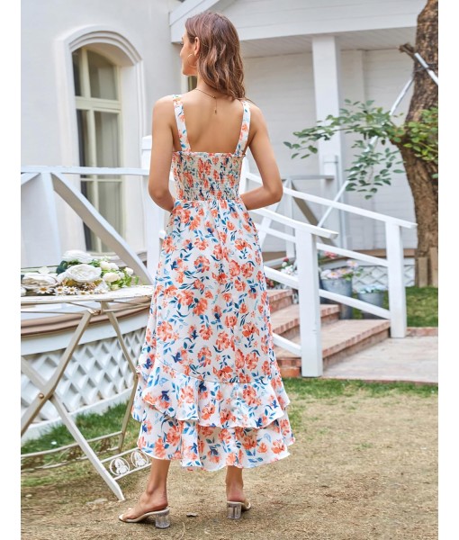GRACE KARIN Women's 2025 Summer Floral Boho Dress Square Neck Strapped Swing A Line Sundress Beach Long Maxi Outfits