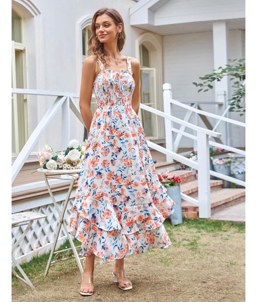 GRACE KARIN Women's 2025 Summer Floral Boho Dress Square Neck Strapped Swing A Line Sundress Beach Long Maxi Outfits