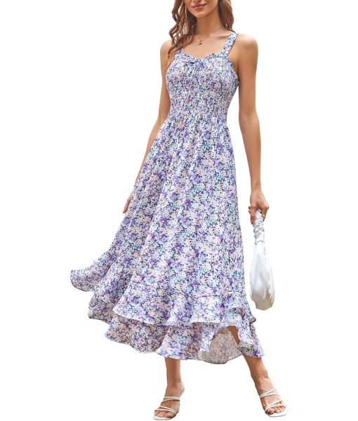 GRACE KARIN Women's 2025 Summer Floral Boho Dress Square Neck Strapped Swing A Line Sundress Beach Long Maxi Outfits