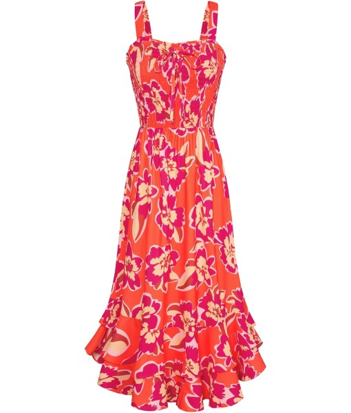 GRACE KARIN Women's 2025 Summer Floral Boho Dress Square Neck Strapped Swing A Line Sundress Beach Long Maxi Outfits