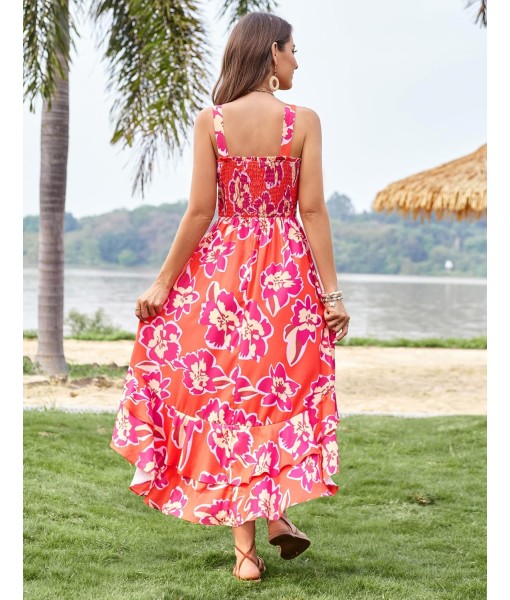 GRACE KARIN Women's 2025 Summer Floral Boho Dress Square Neck Strapped Swing A Line Sundress Beach Long Maxi Outfits