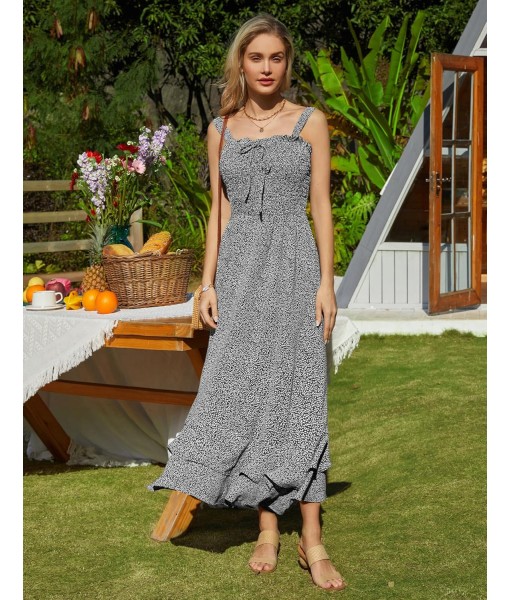 GRACE KARIN Women's 2025 Summer Floral Boho Dress Square Neck Strapped Swing A Line Sundress Beach Long Maxi Outfits