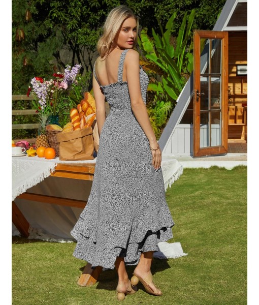 GRACE KARIN Women's 2025 Summer Floral Boho Dress Square Neck Strapped Swing A Line Sundress Beach Long Maxi Outfits