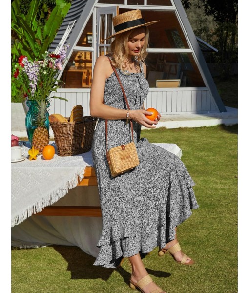 GRACE KARIN Women's 2025 Summer Floral Boho Dress Square Neck Strapped Swing A Line Sundress Beach Long Maxi Outfits