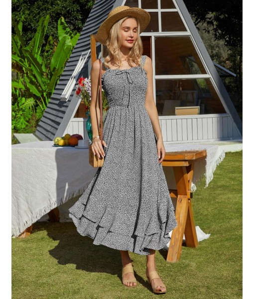 GRACE KARIN Women's 2025 Summer Floral Boho Dress Square Neck Strapped Swing A Line Sundress Beach Long Maxi Outfits
